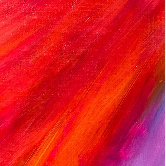 Handcrafted Acrylic Painting "looking Down on Us" Red Purple White Blue - Picture 5 of 6